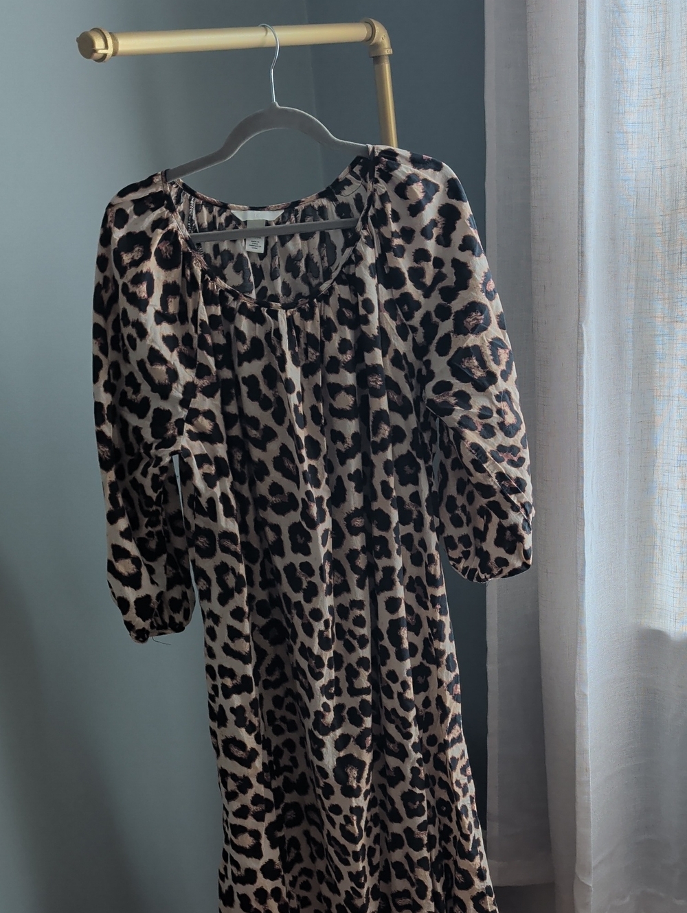H&M Leopard Print Midi Dress in Beige and Black Large